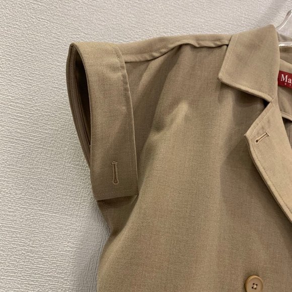 Maxmara Double-Breasted Belted Wool Blend Trench Coat Dress with Notched Collar - Picture 6 of 9